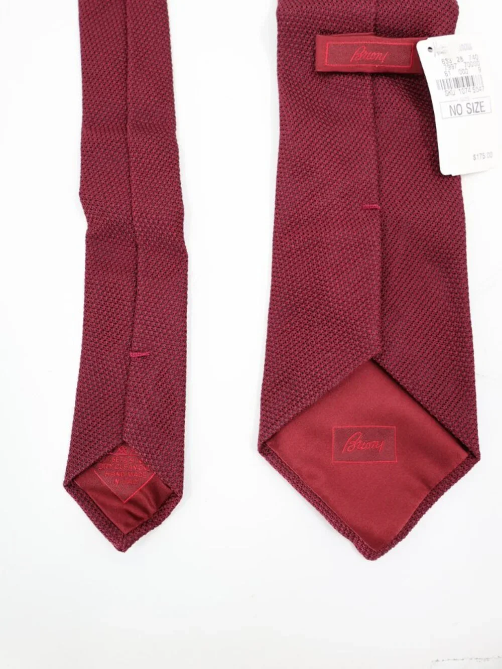 NWT Brioni Tie Men's w4 L60 knit Silk Necktie Hand Made in Italy Burgundy luxury